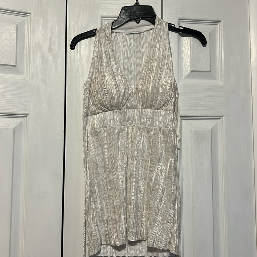 Soft Gold Shimmer Halter Top by Charolette Russe